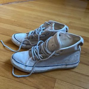 All saints canvas + suede high top sneakers